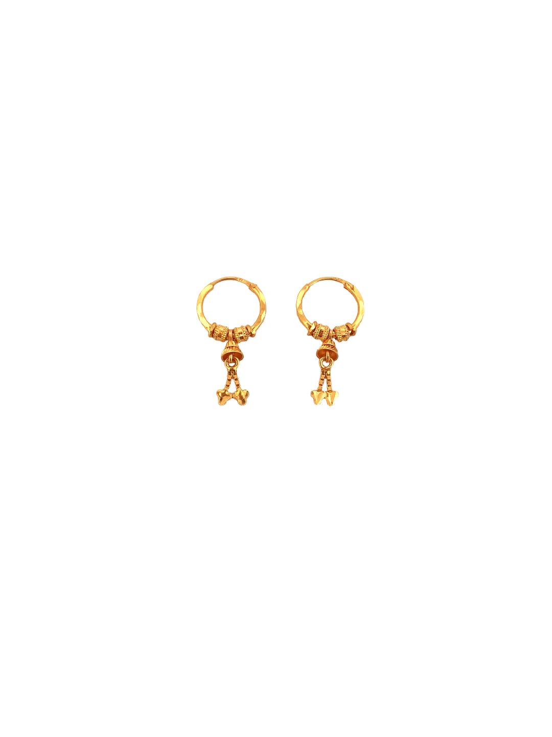 22K Gold Designer Hoop Earrings