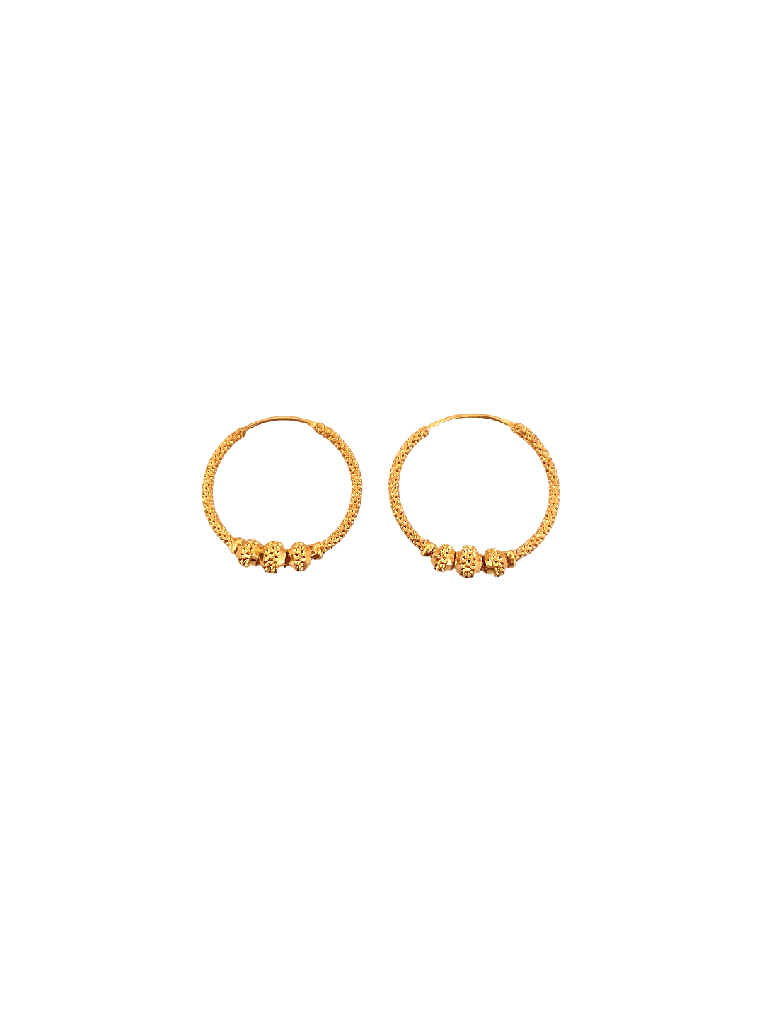 22K Gold Designer Hoop Earrings
