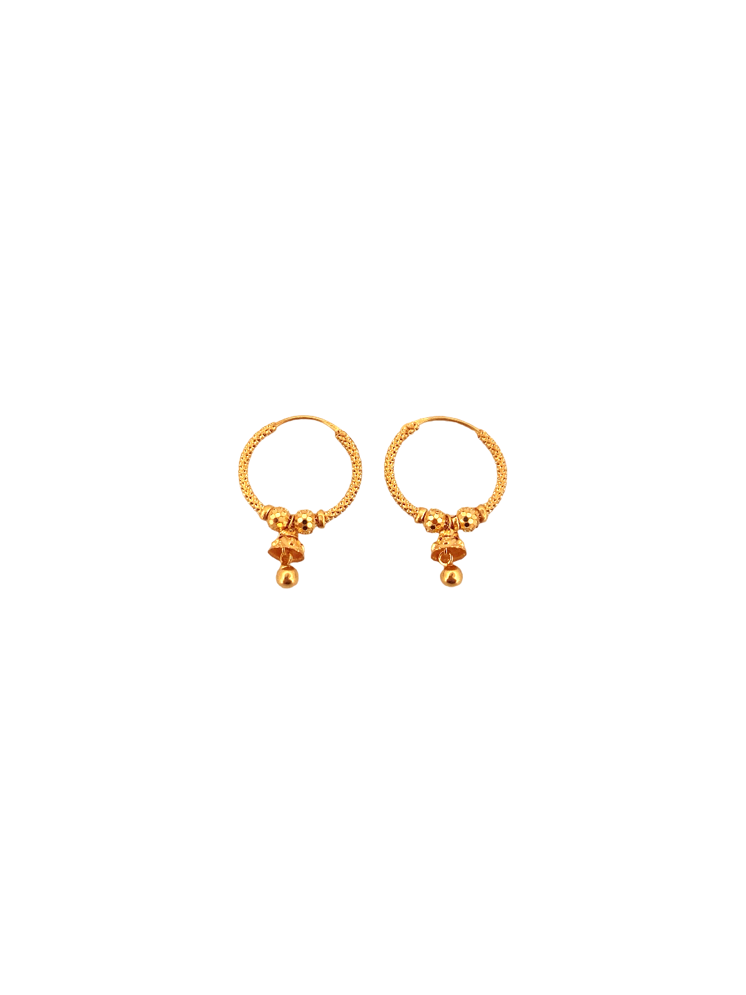 22K Gold Designer Hoop Earrings