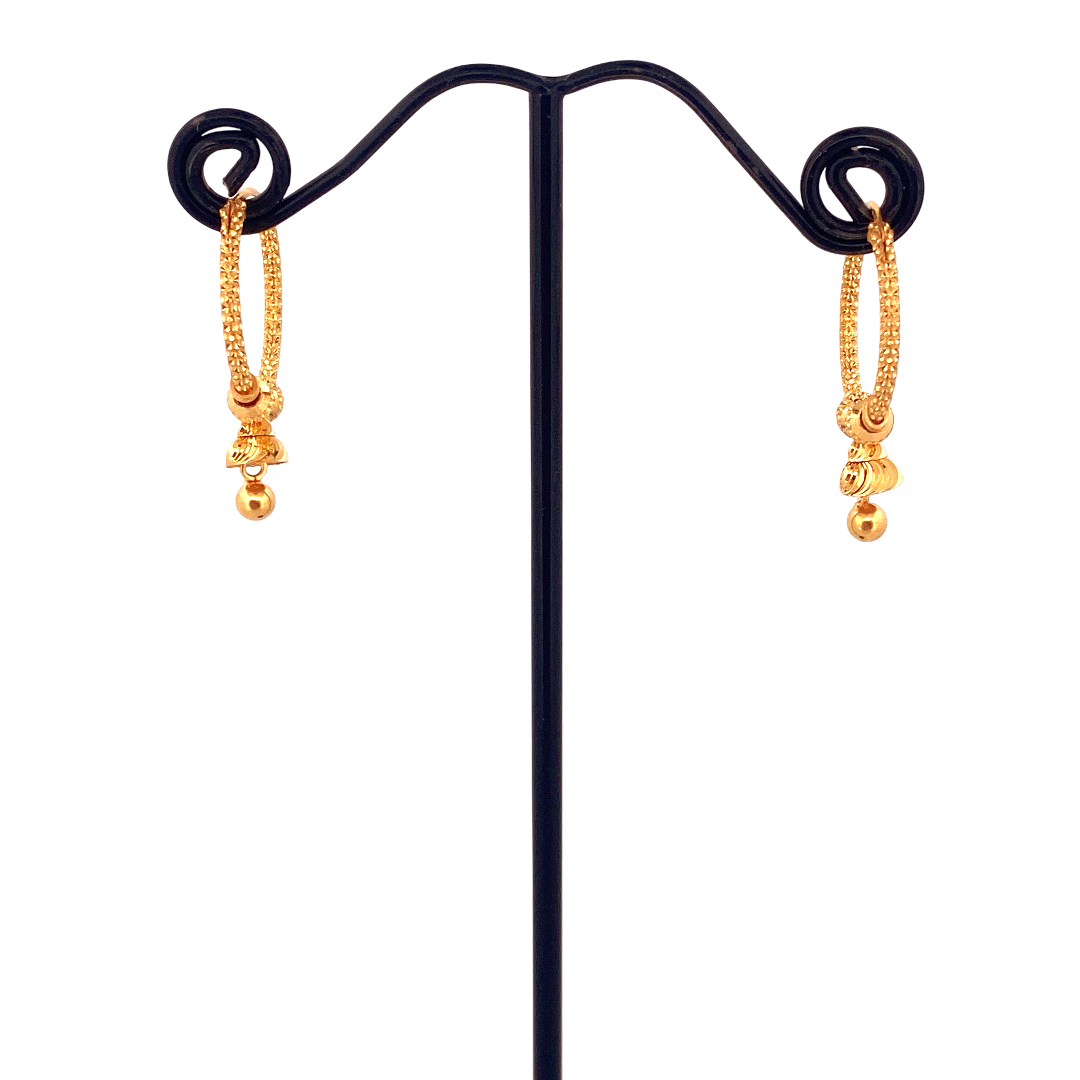 22K Gold Designer Hoop Earrings