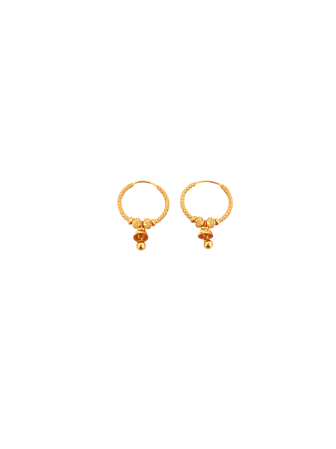 22K Gold Designer Hoop Earrings