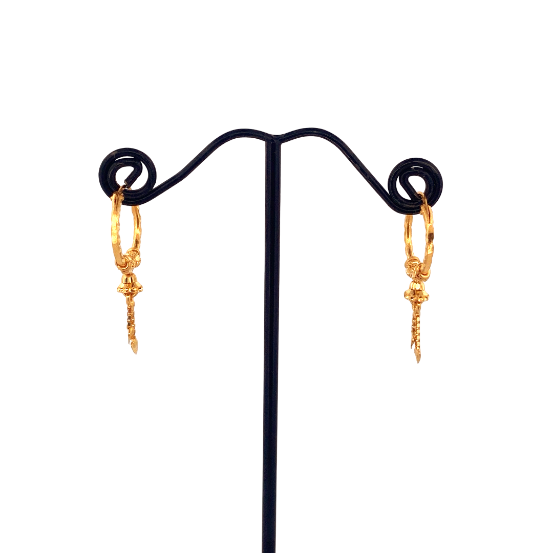 22K Gold Designer Hoop Earrings