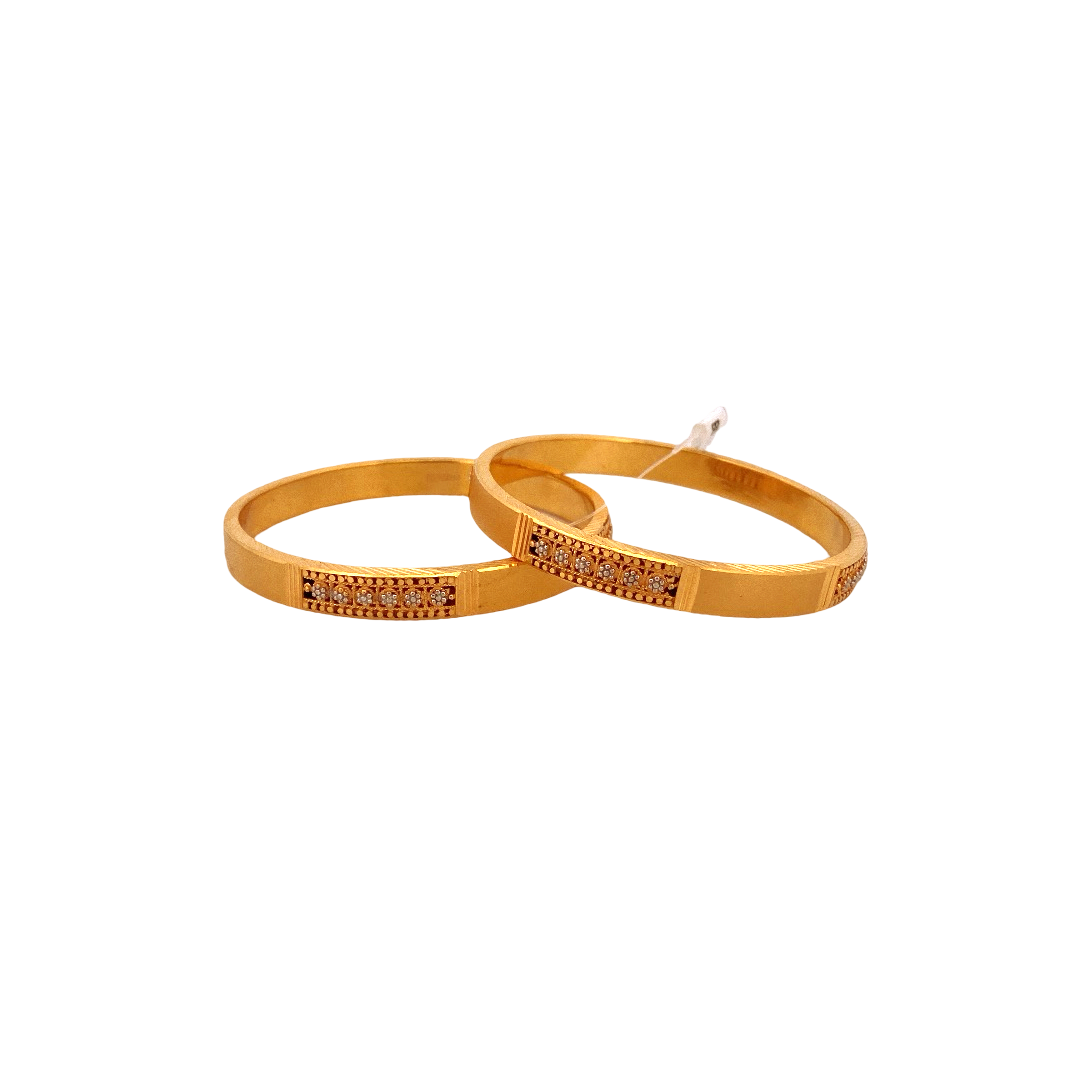 22K Gold Two-tone Designer 2 Pieces Set Of Ladies Bangles