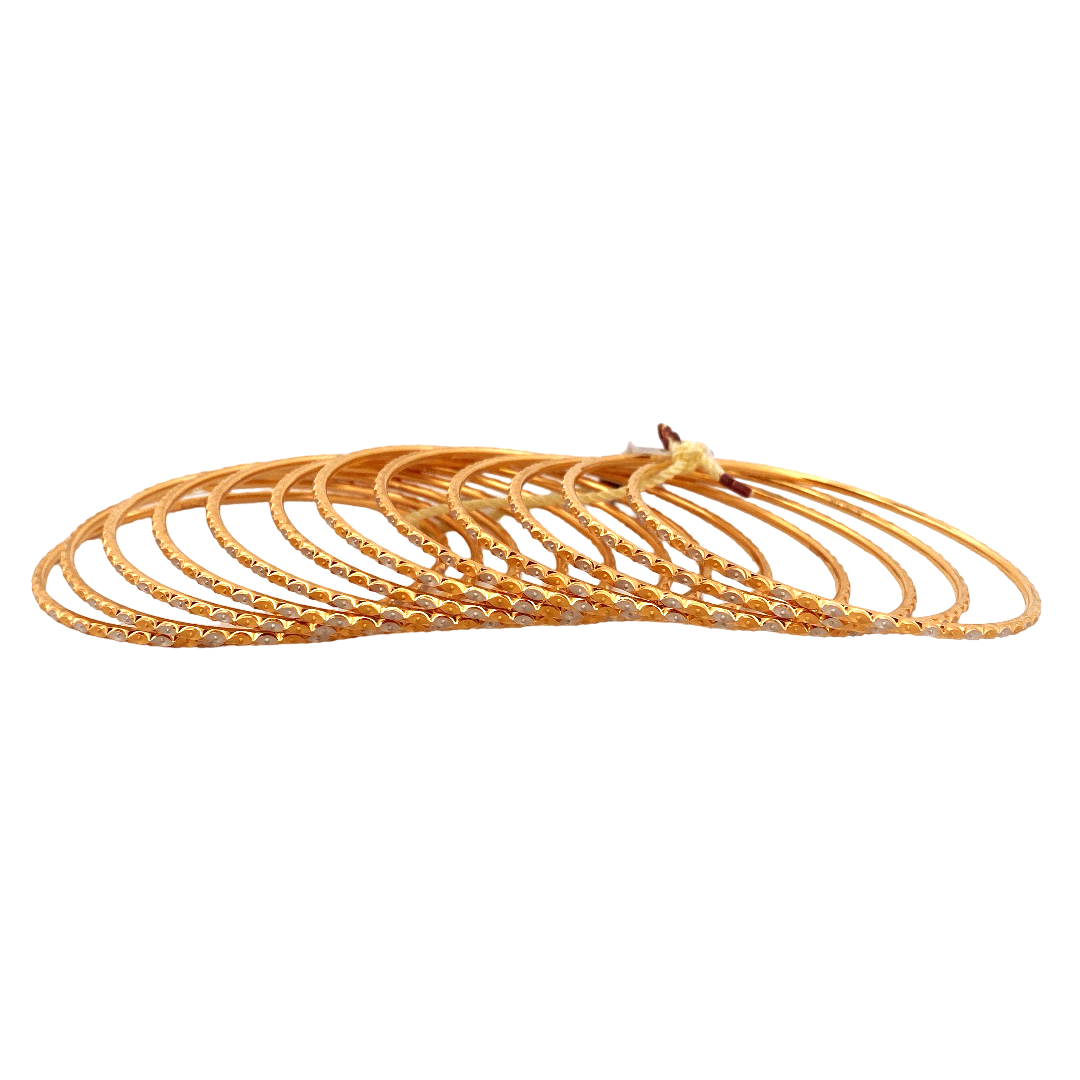 22K Gold Two-tone Designer 12 Pieces Set Of Ladies Bangles