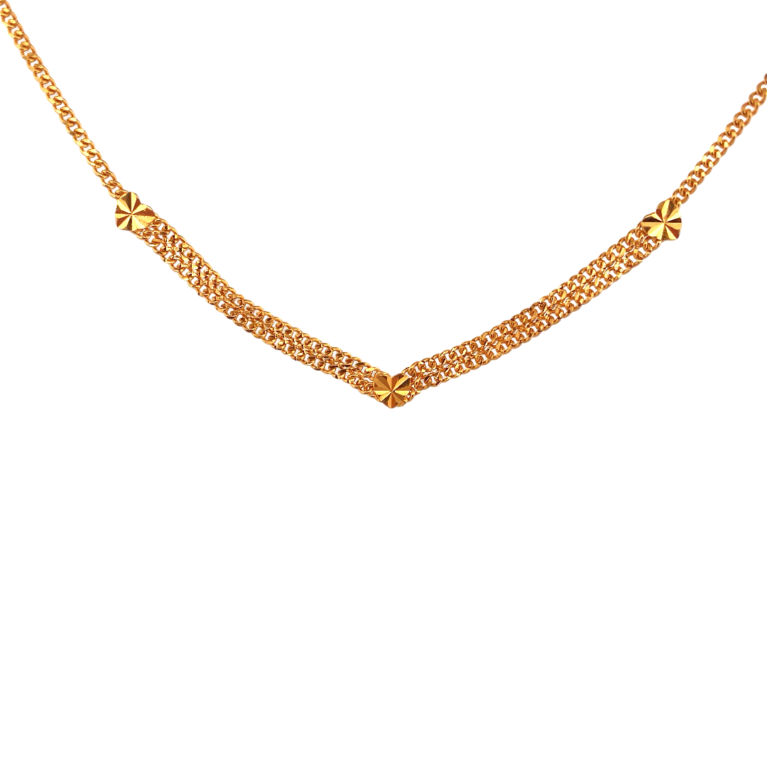 18'' 22K Gold Heart Designer Chain