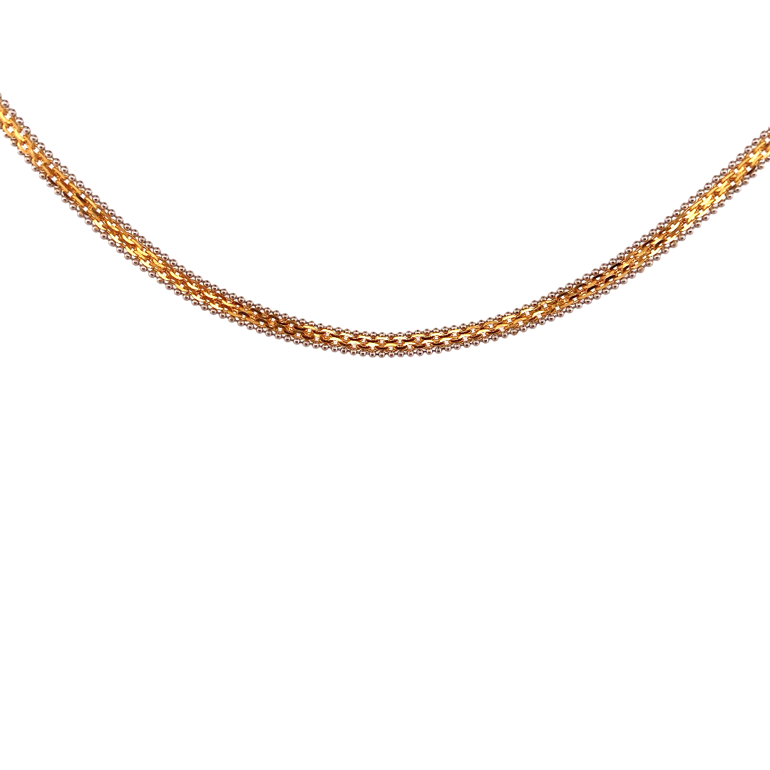 18'' 22K Gold Flat Two-tone Designer Chain