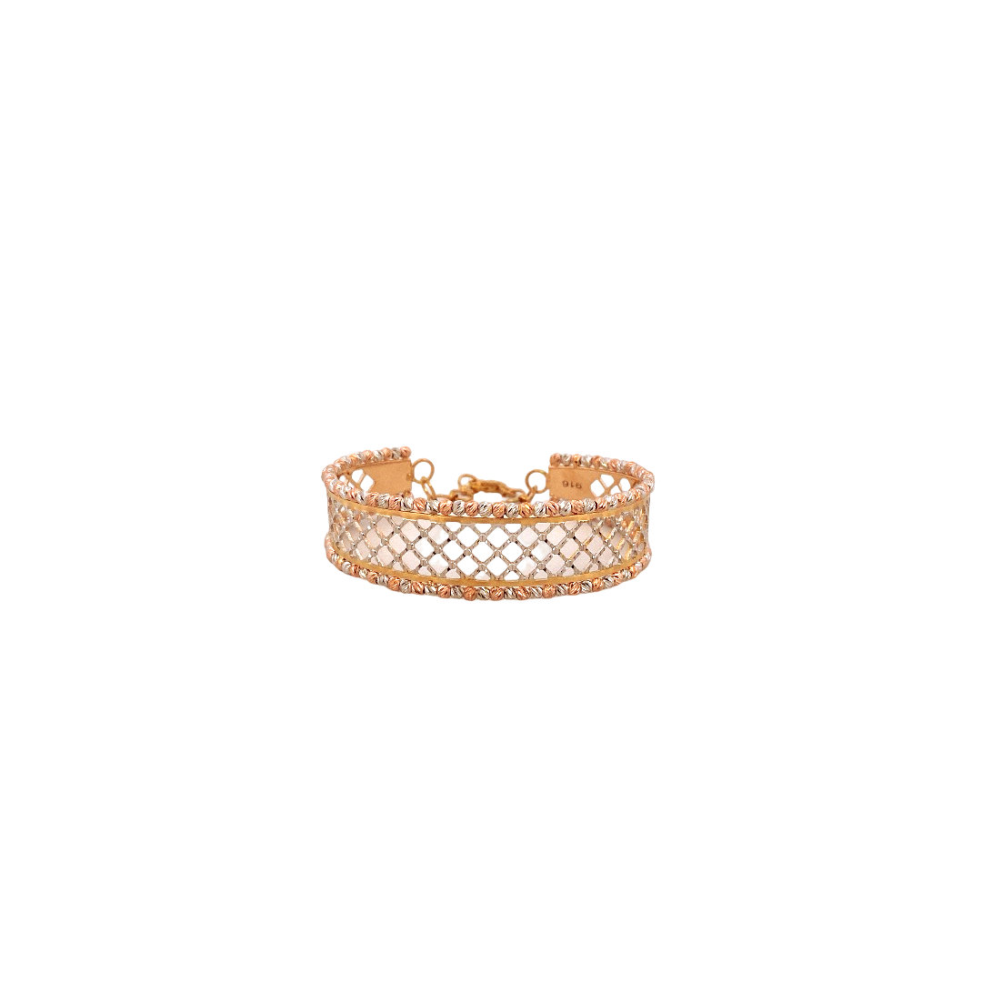22K Gold Tri-tone Designer Ladies Bracelet