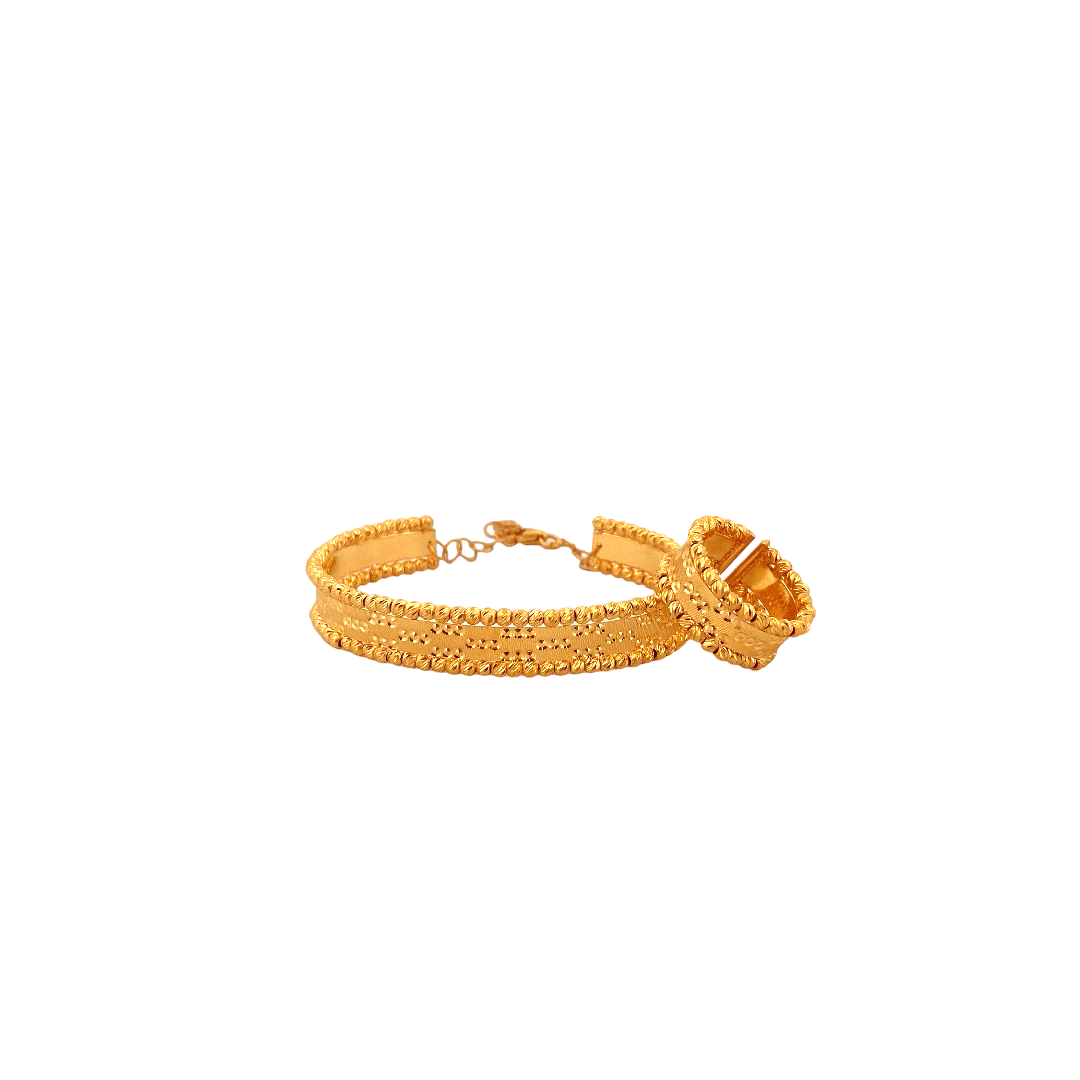 22K Gold Designer Ring And Ladies Bracelet