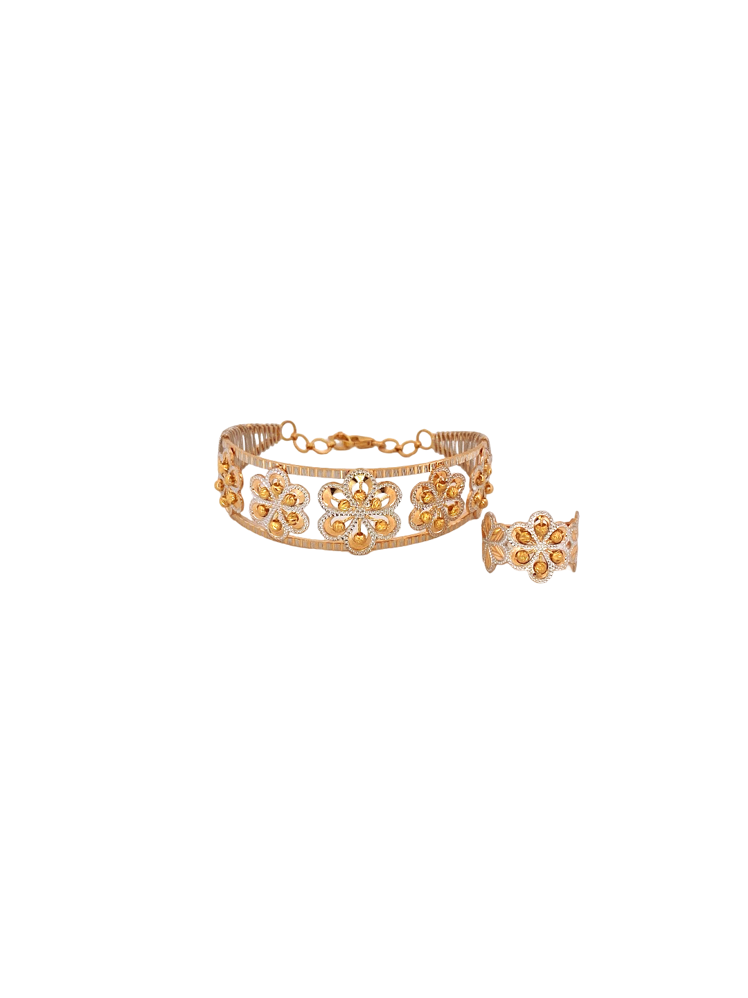 22K Gold Two-tone Ring And Designer Ladies Bracelet