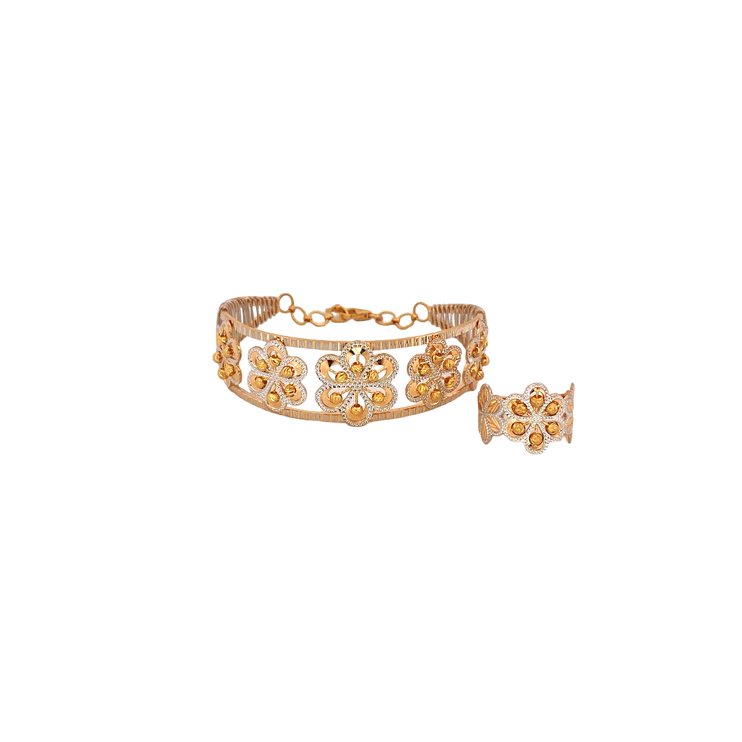 22K Gold Two-tone Ring And Designer Ladies Bracelet
