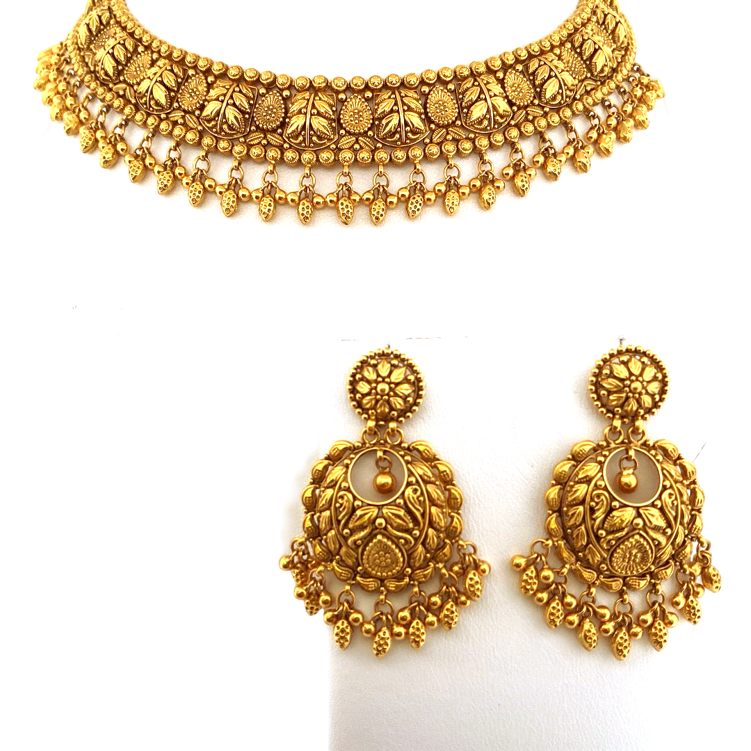 22K Gold Antique Choker Jewellery Set