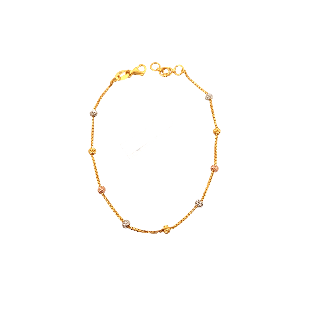 22K Gold Tri-tone Designer Ladies Bracelet