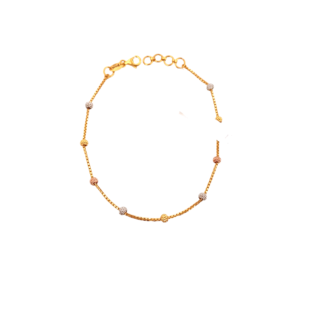 22K Gold Tri-tone Designer Ladies Bracelet