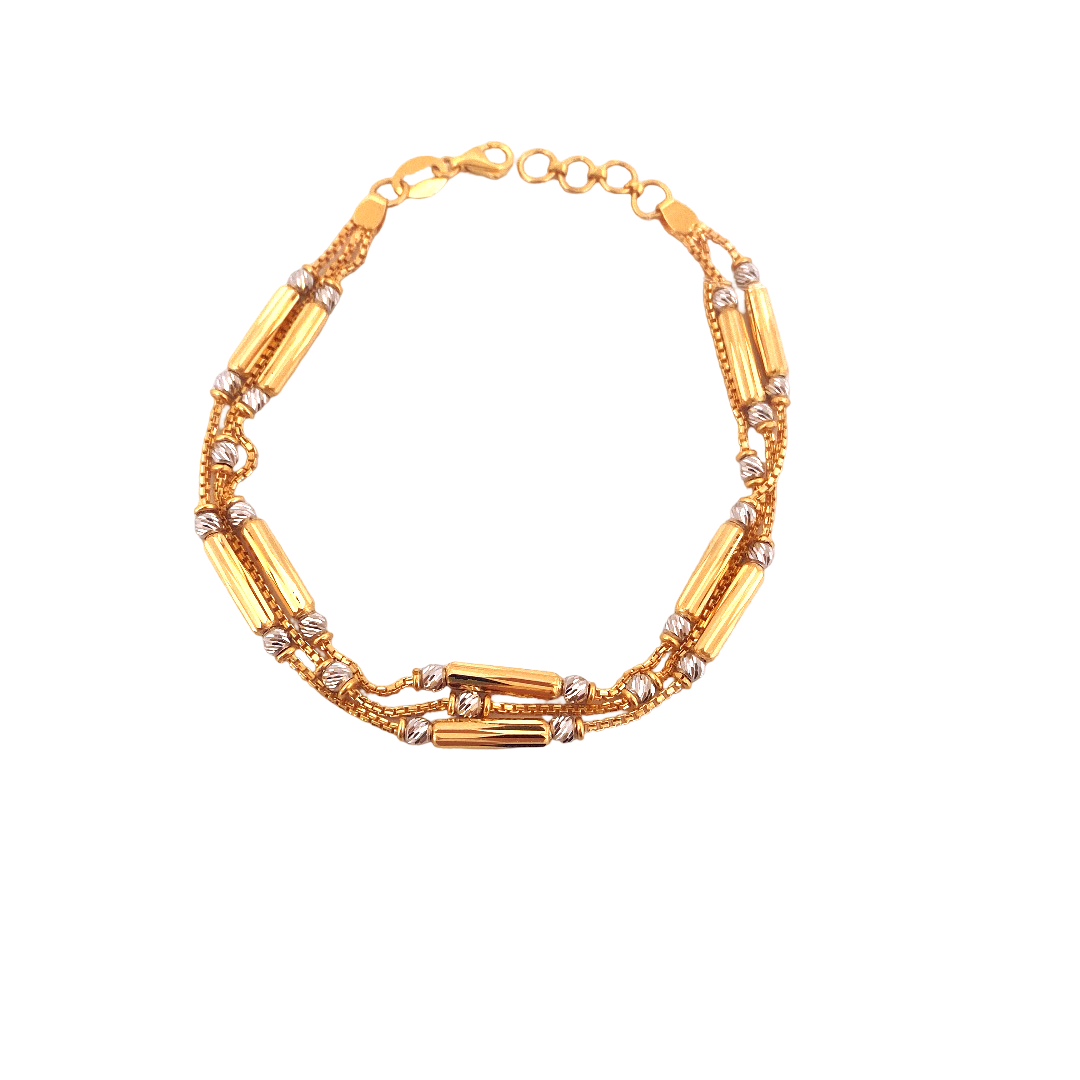 22K Gold Two-tone Designer Ladies Bracelet