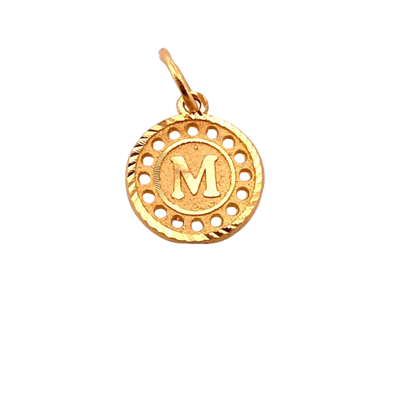 M alphabet gold on sale pendant