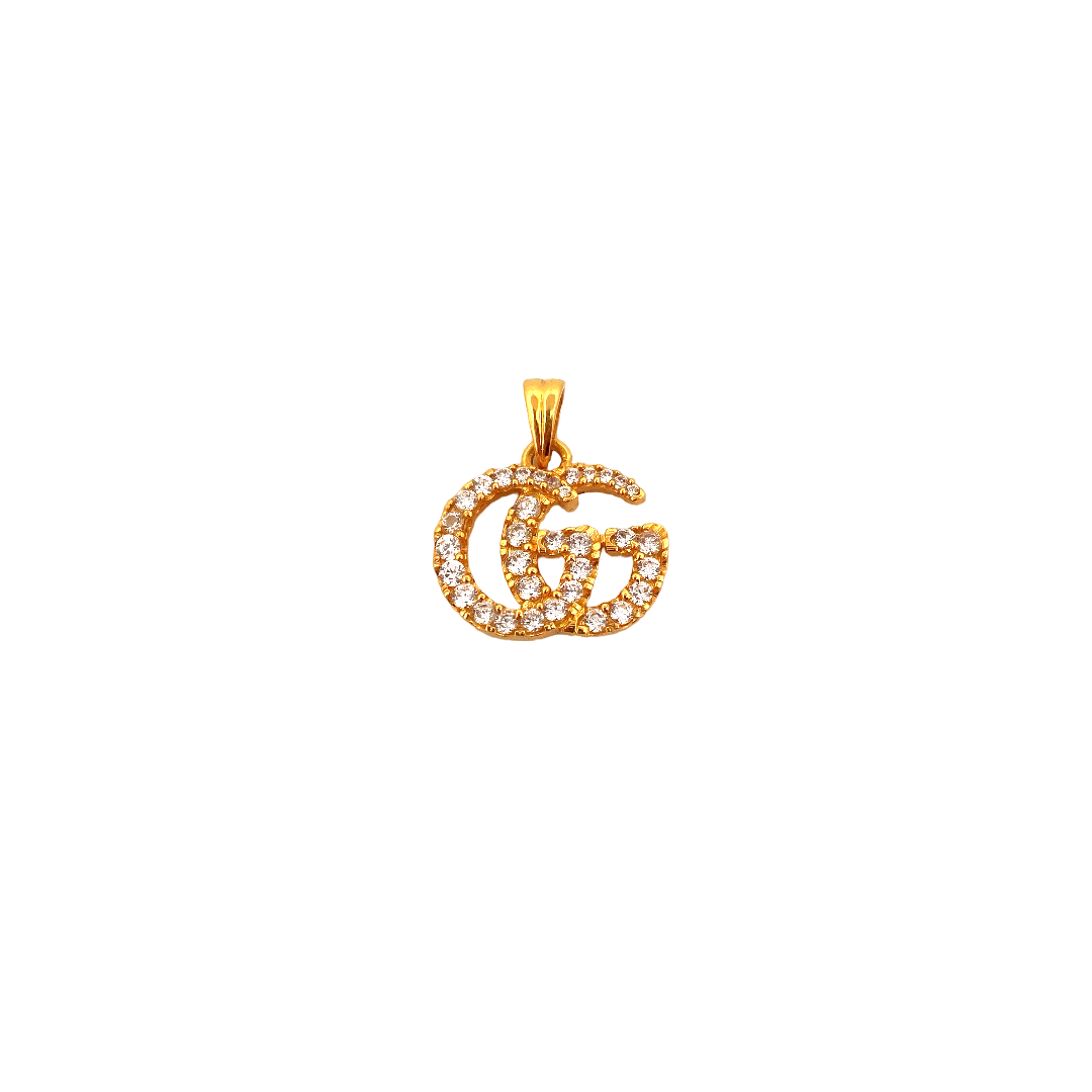 22K Gold CZ Designer Pendant
