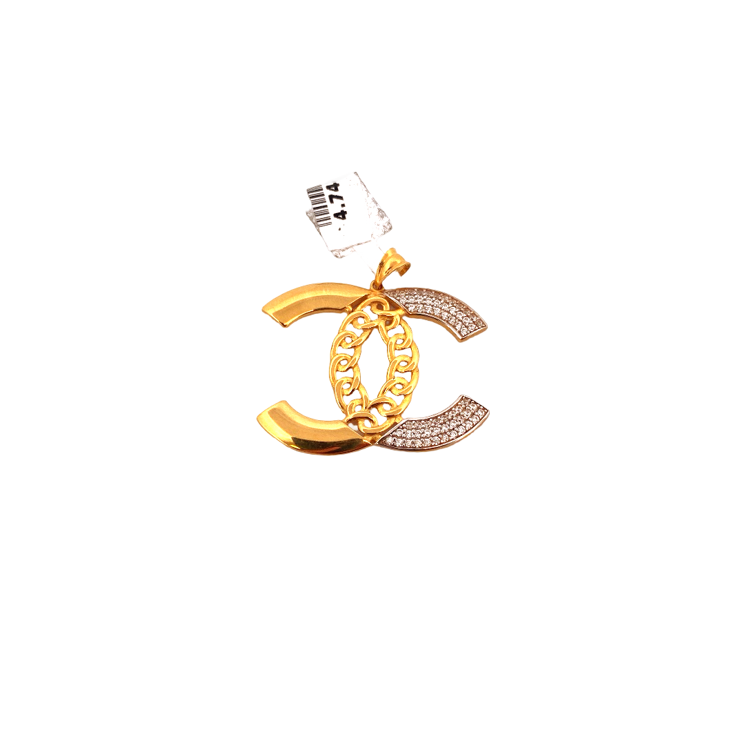 22K Gold CZ Designer Pendant