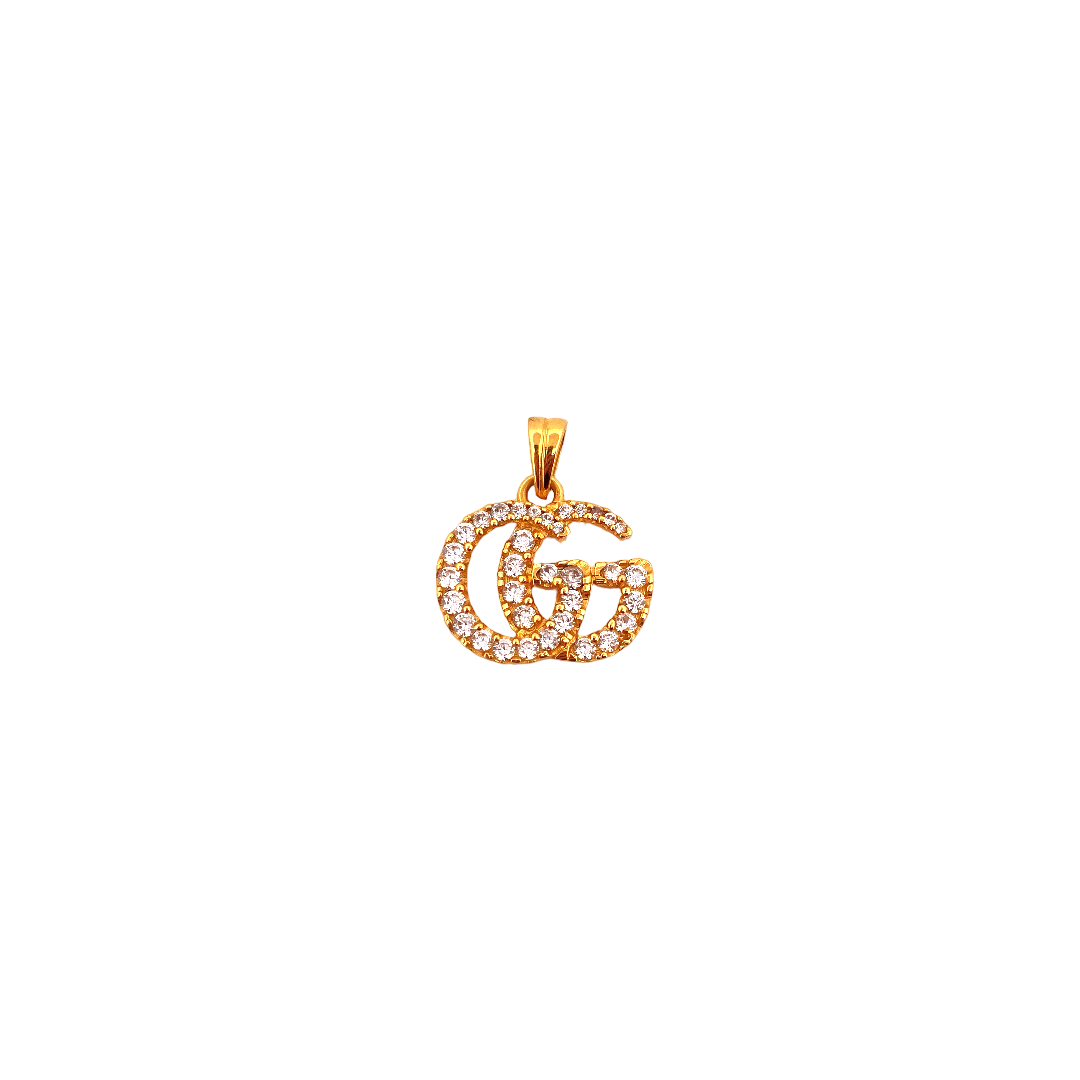 22K Gold CZ Designer Pendant