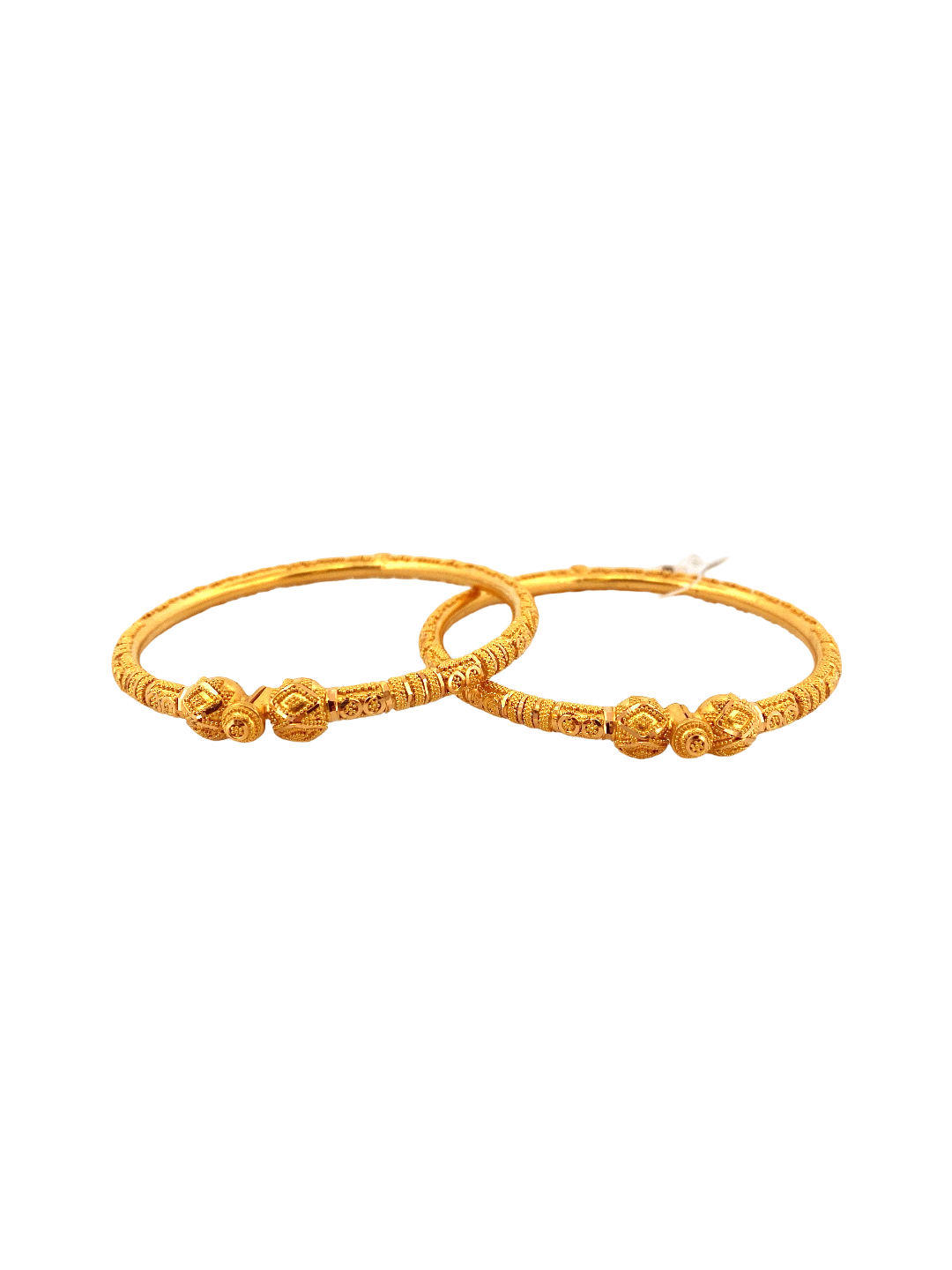 22K Gold Designer 2 Pieces Set Of Ladies Screw Bangles