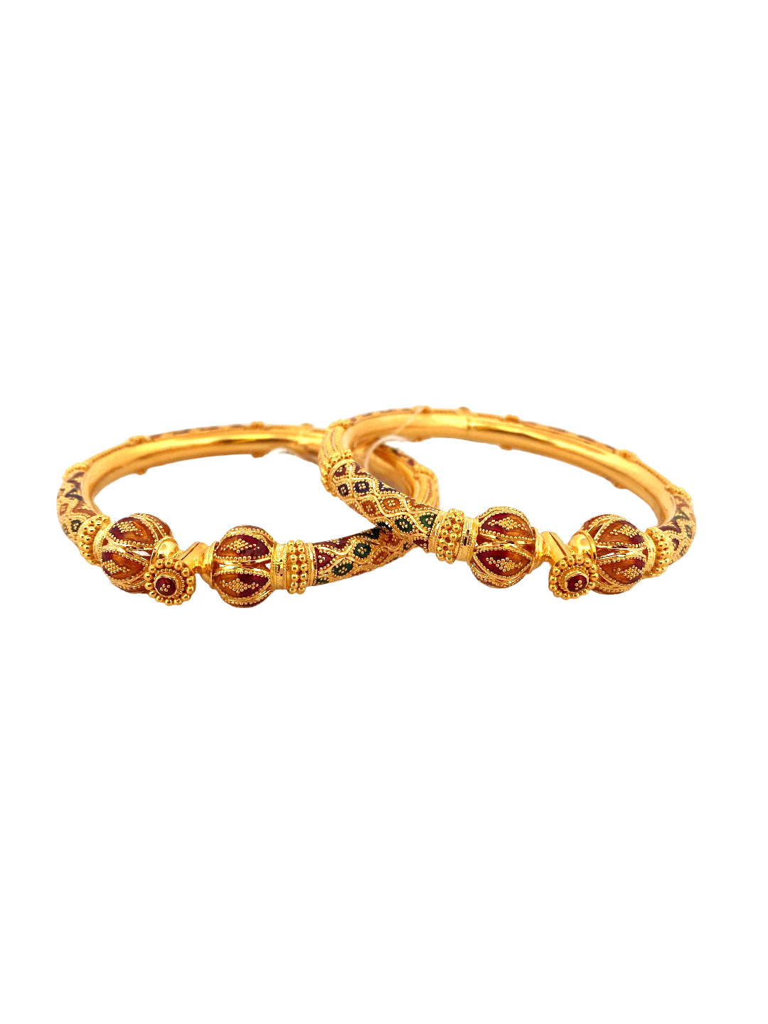 22K Gold Designer 2 Pieces Set Of Ladies Screw Bangles