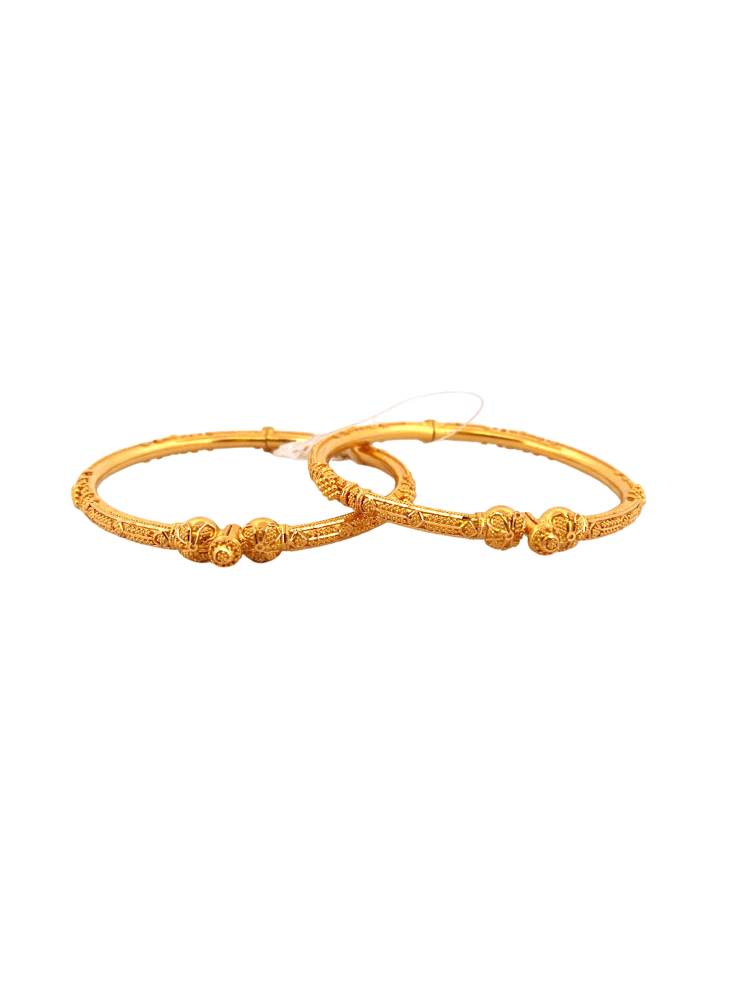 22K Gold Designer 2 Pieces Set Of Ladies Screw Bangles