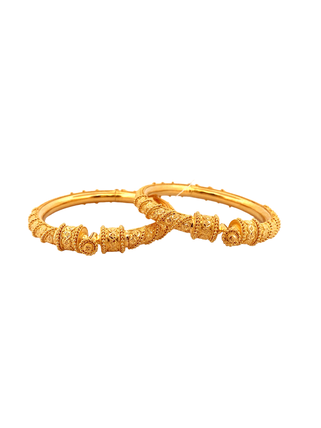 22K Gold Designer 2 Pieces Set Of Ladies Screw Bangles