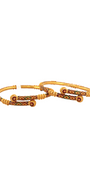 22K Gold Meena Designer 2 Pieces Set Of Ladies Screw Bangles