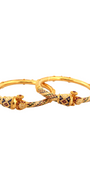 22K Gold Meena Designer 2 Pieces Set Of Ladies Screw Bangles