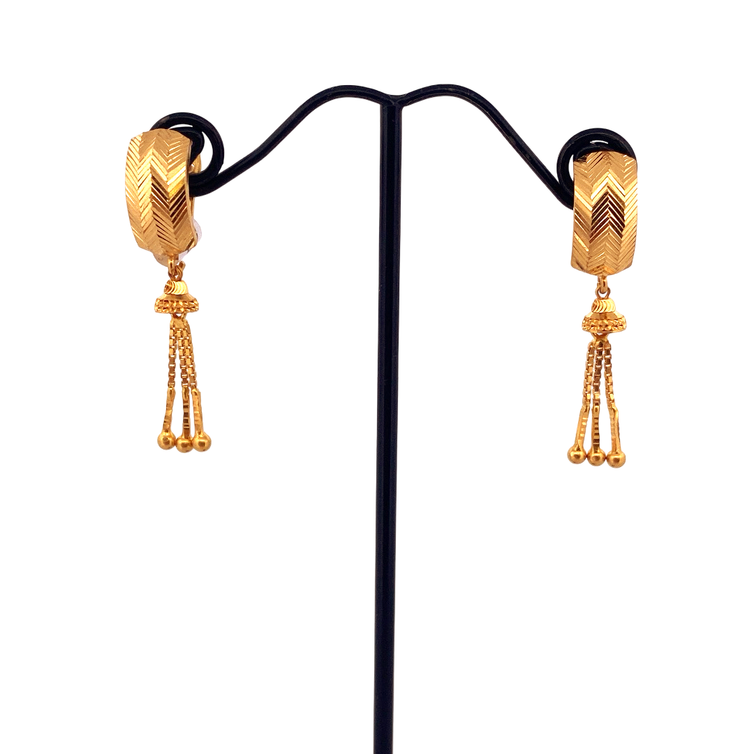 22K Gold Designer Hanging Earrings