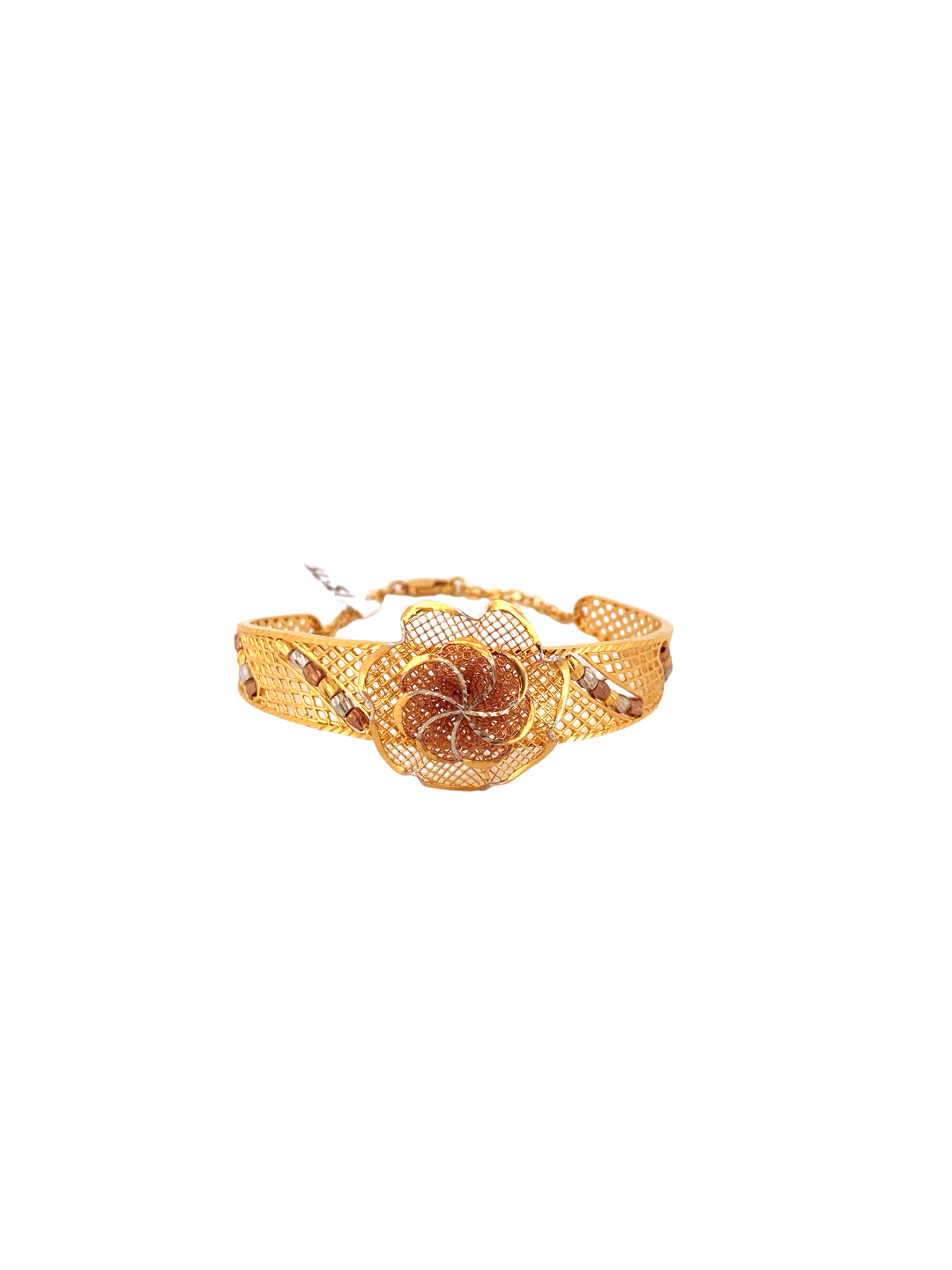 22K Gold Tri-tone Designer Single Bangle