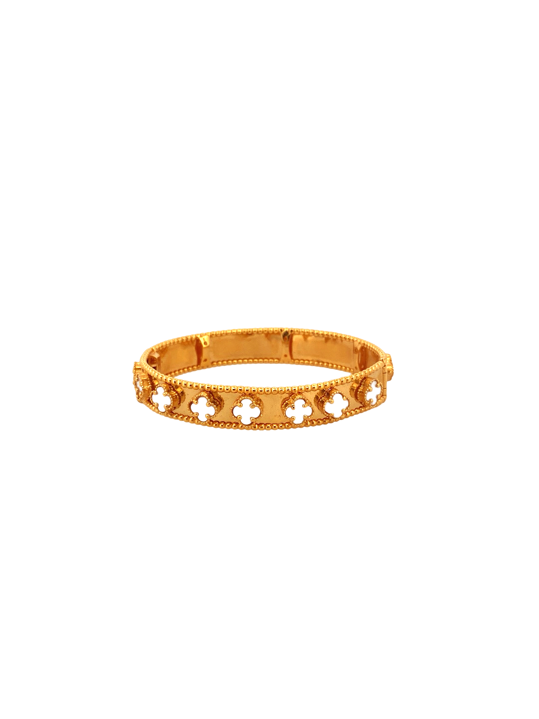 22K Gold White Flower Designer Single Bangle