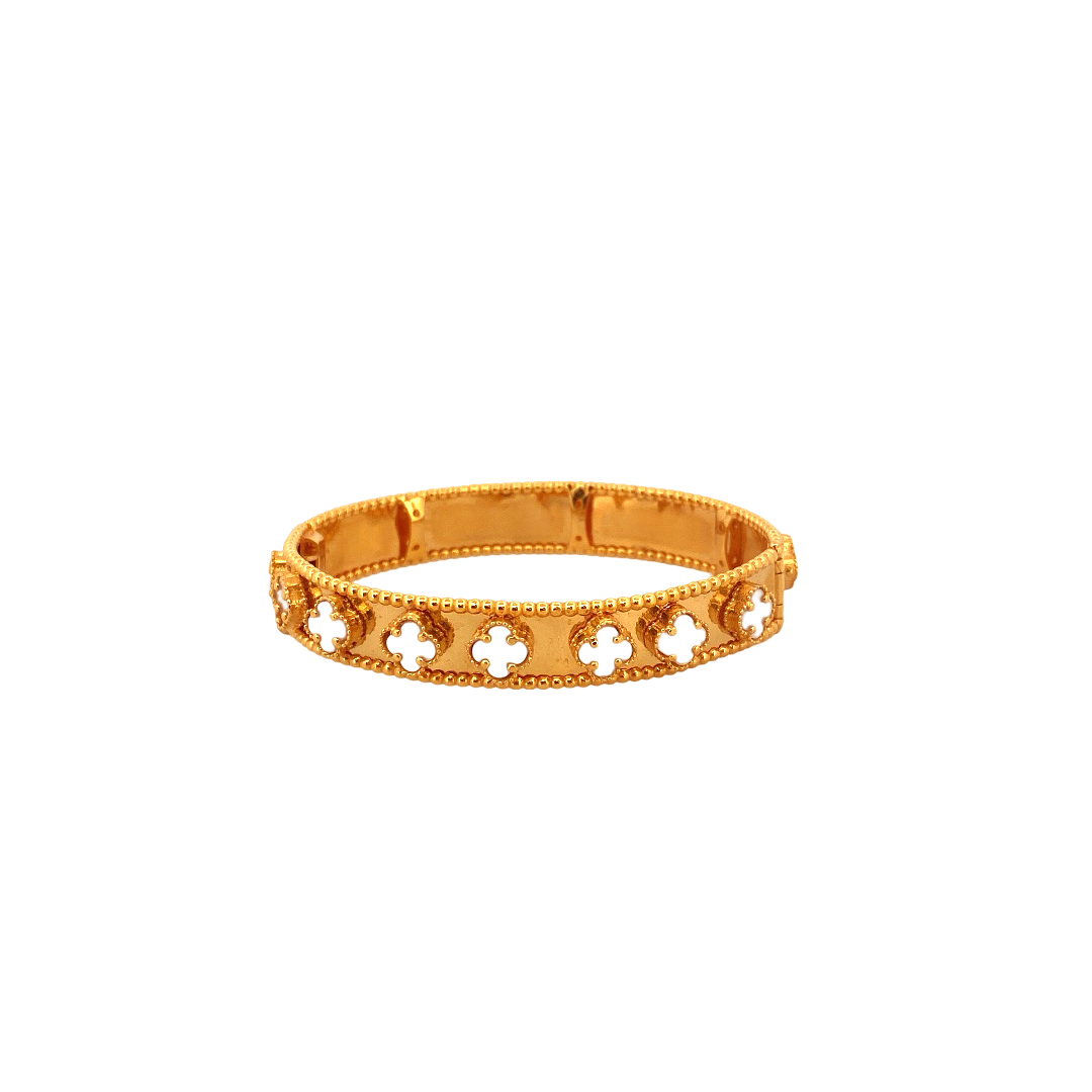 22K Gold White Flower Designer Single Bangle