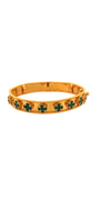 22K Gold Green Flower Designer Single Bangle