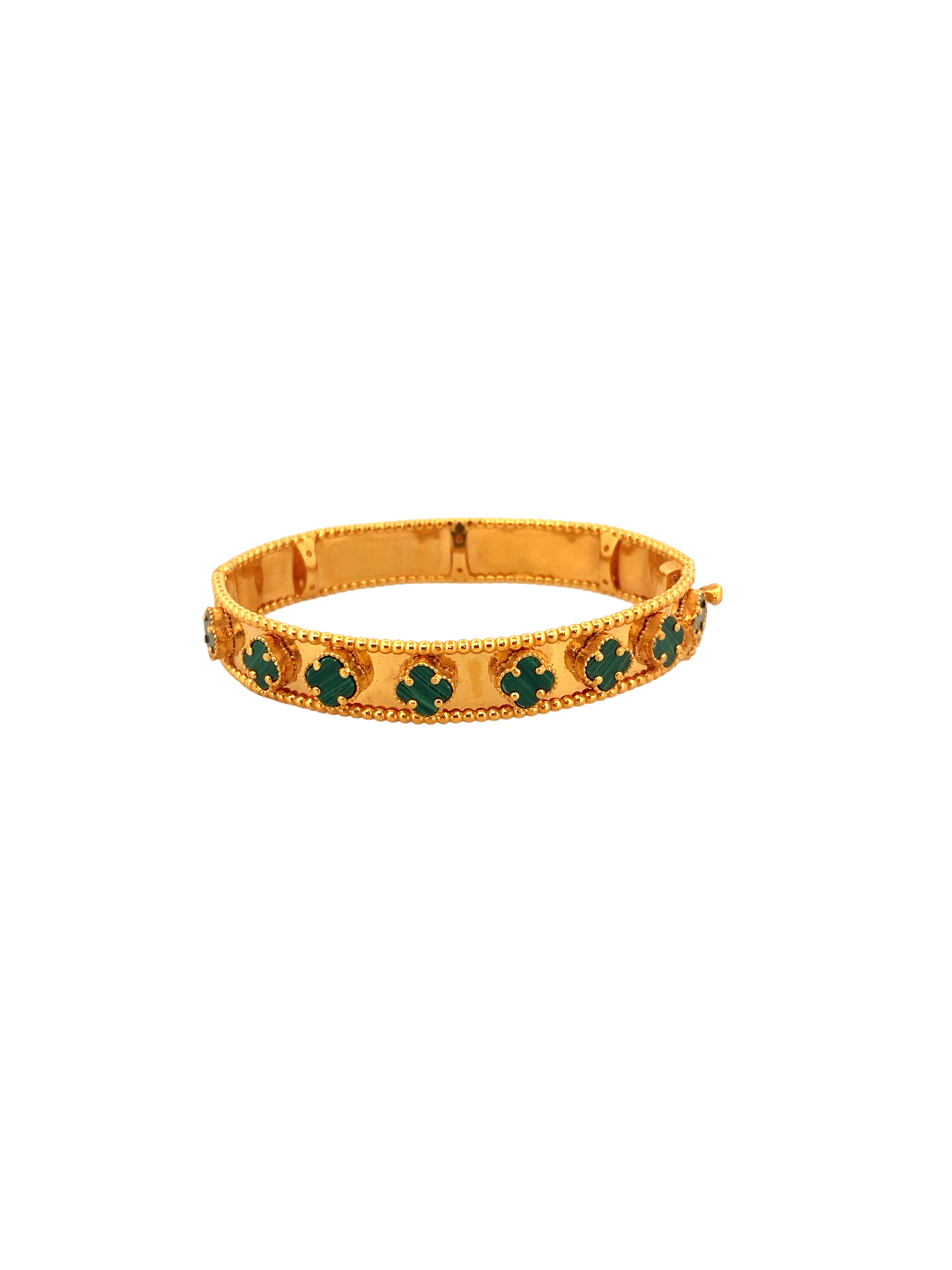 22K Gold Green Flower Designer Single Bangle