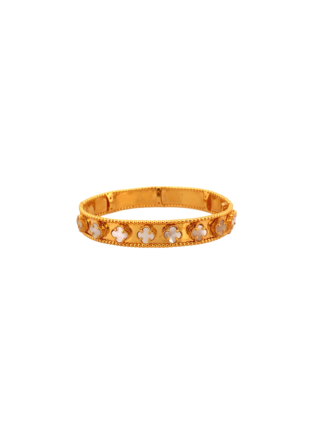 22K Gold White Flower Designer Single Bangle