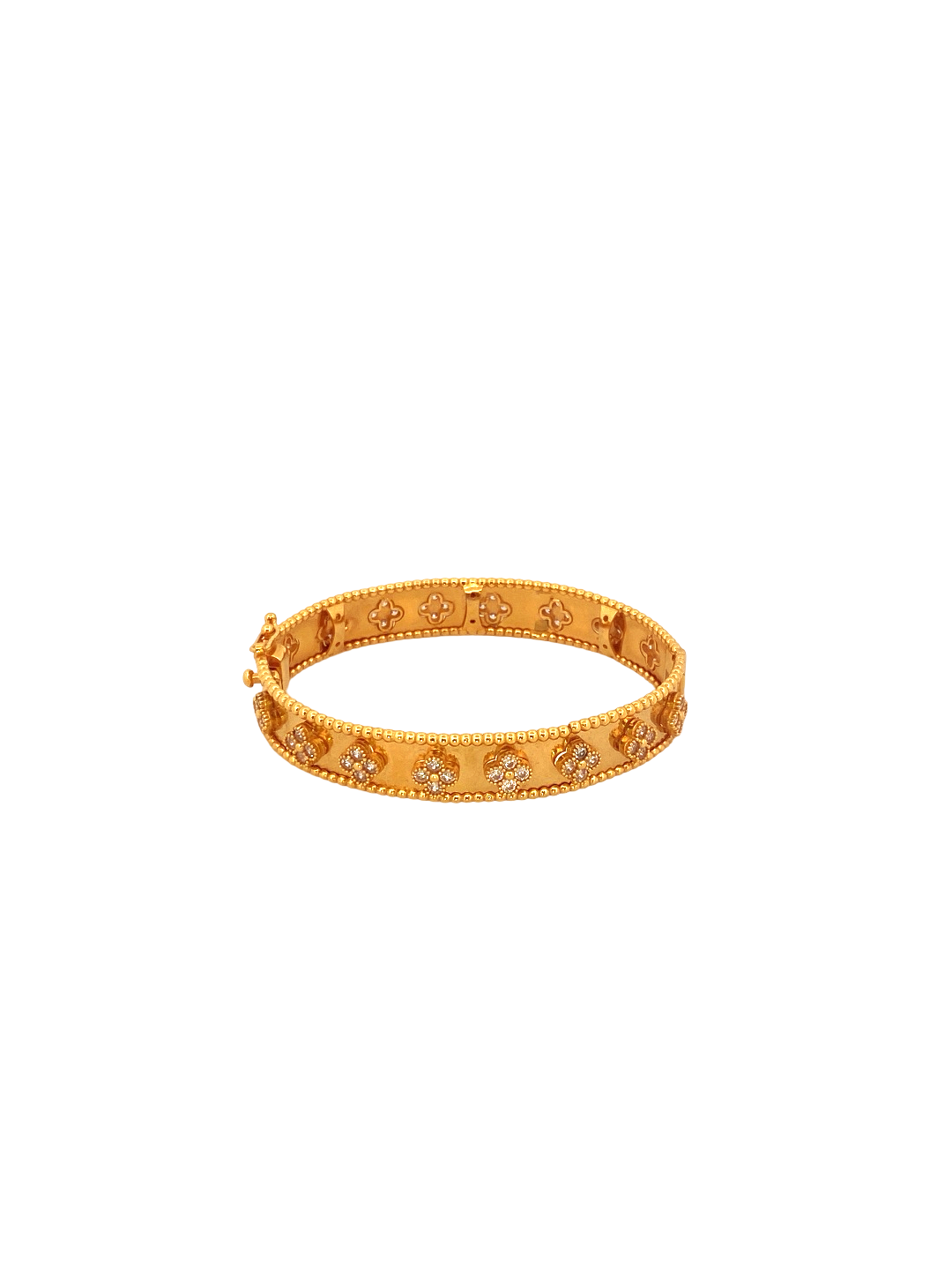 22K Gold CZ Flower Designer Single Bangle