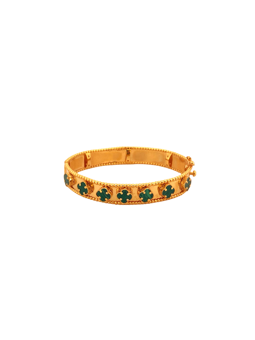 22K Gold Green Flower Designer Single Bangle