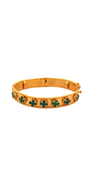 22K Gold Green Flower Designer Single Bangle