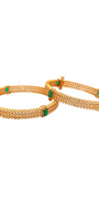 22K Gold Emerald CZ Designer 2 Pieces Set of Screw Bangles