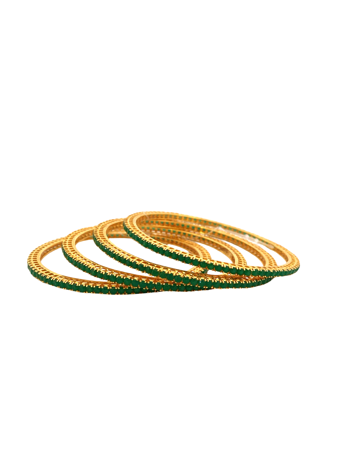 22K Gold Emerald Designer 4 Pieces Set of Bangles