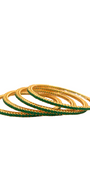 22K Gold Emerald Designer 4 Pieces Set of Bangles
