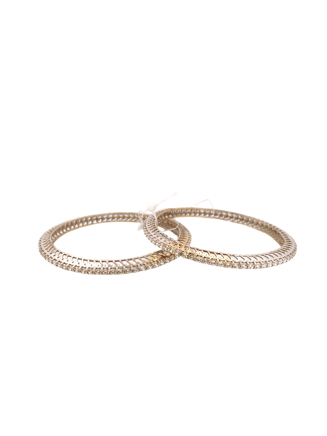 22K White Gold CZ Designer 2 Pieces Set of Bangles