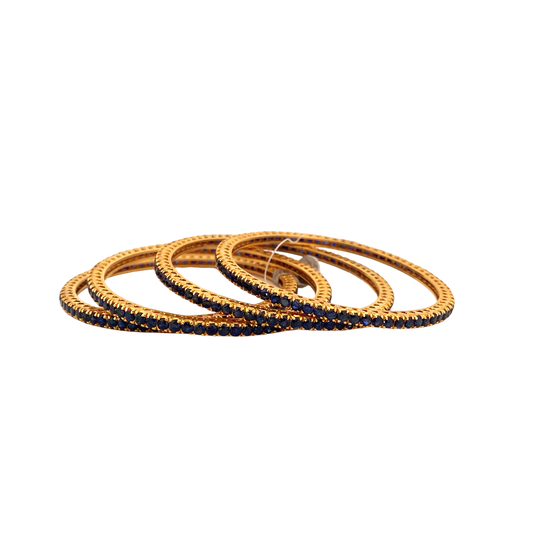 22K Gold Sapphire Designer 4 Pieces Set of Bangles