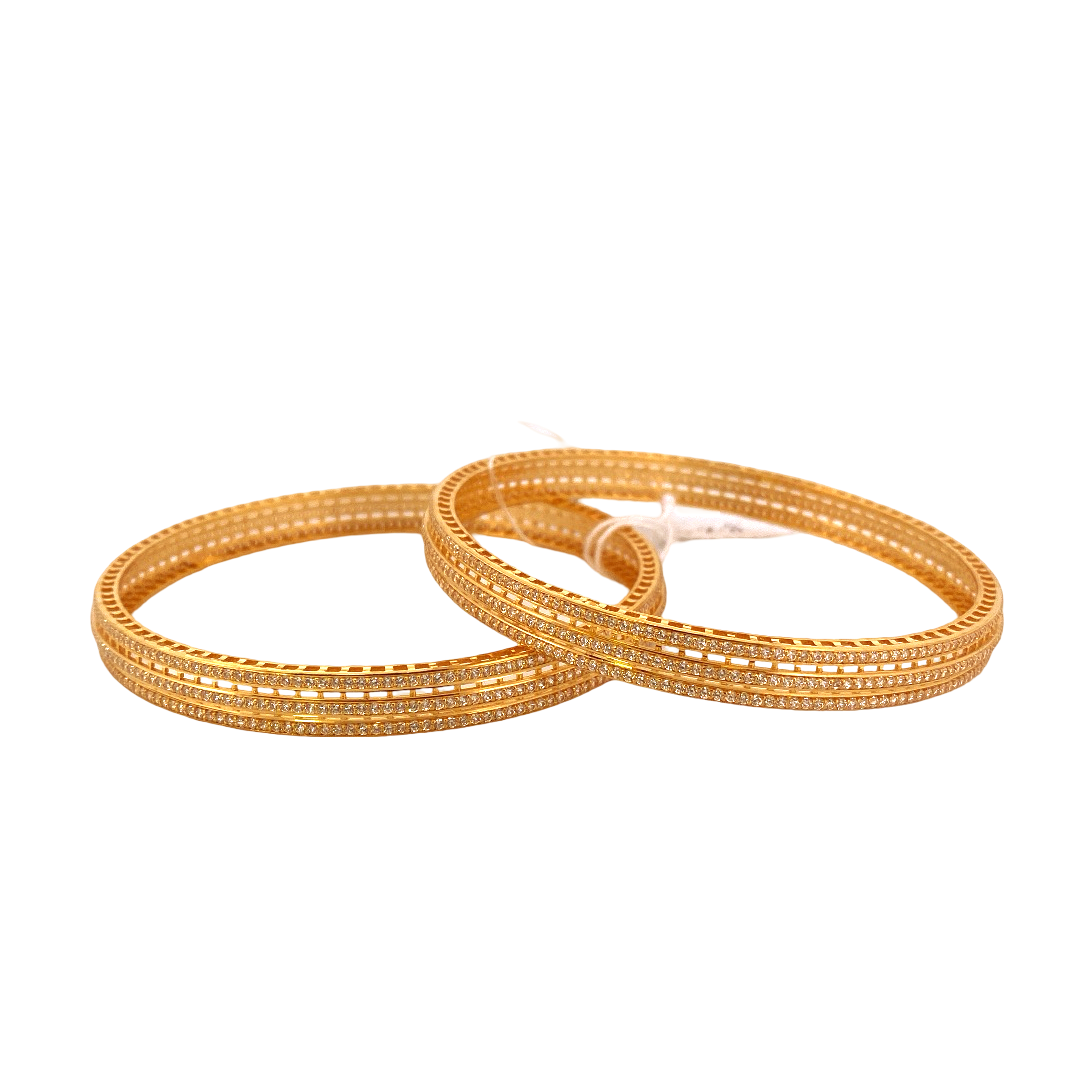 22K Gold CZ Designer 2 Pieces Set of Bangles