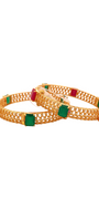22K Gold Ruby Emerald Designer 2 Pieces Set of Screw Bangles