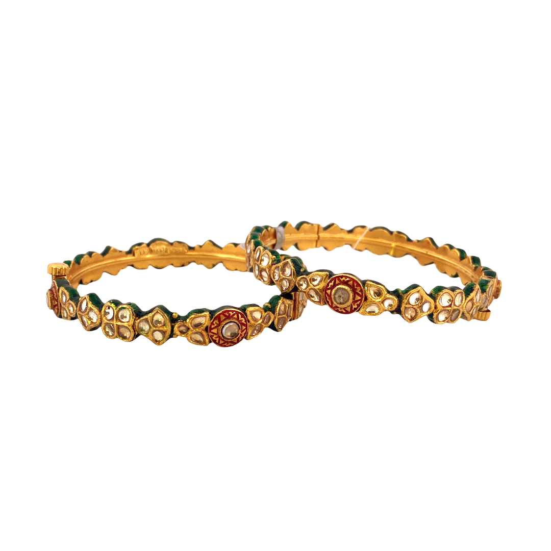 22K Gold Designer 2 Pieces Set of Screw Bangles