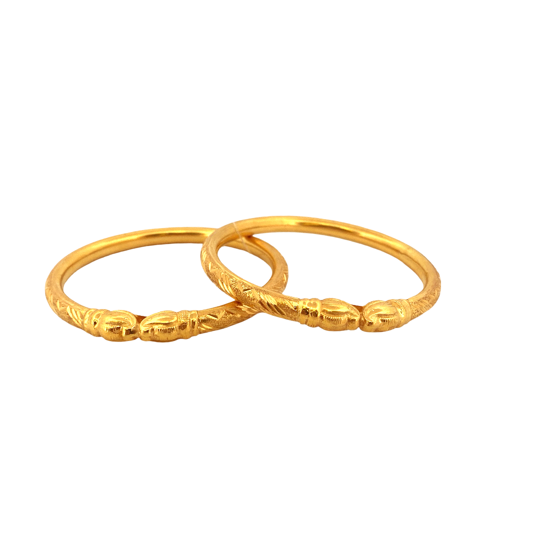 22K Gold Laser Cut Designer 2 Pieces Set of Ladies Bangles
