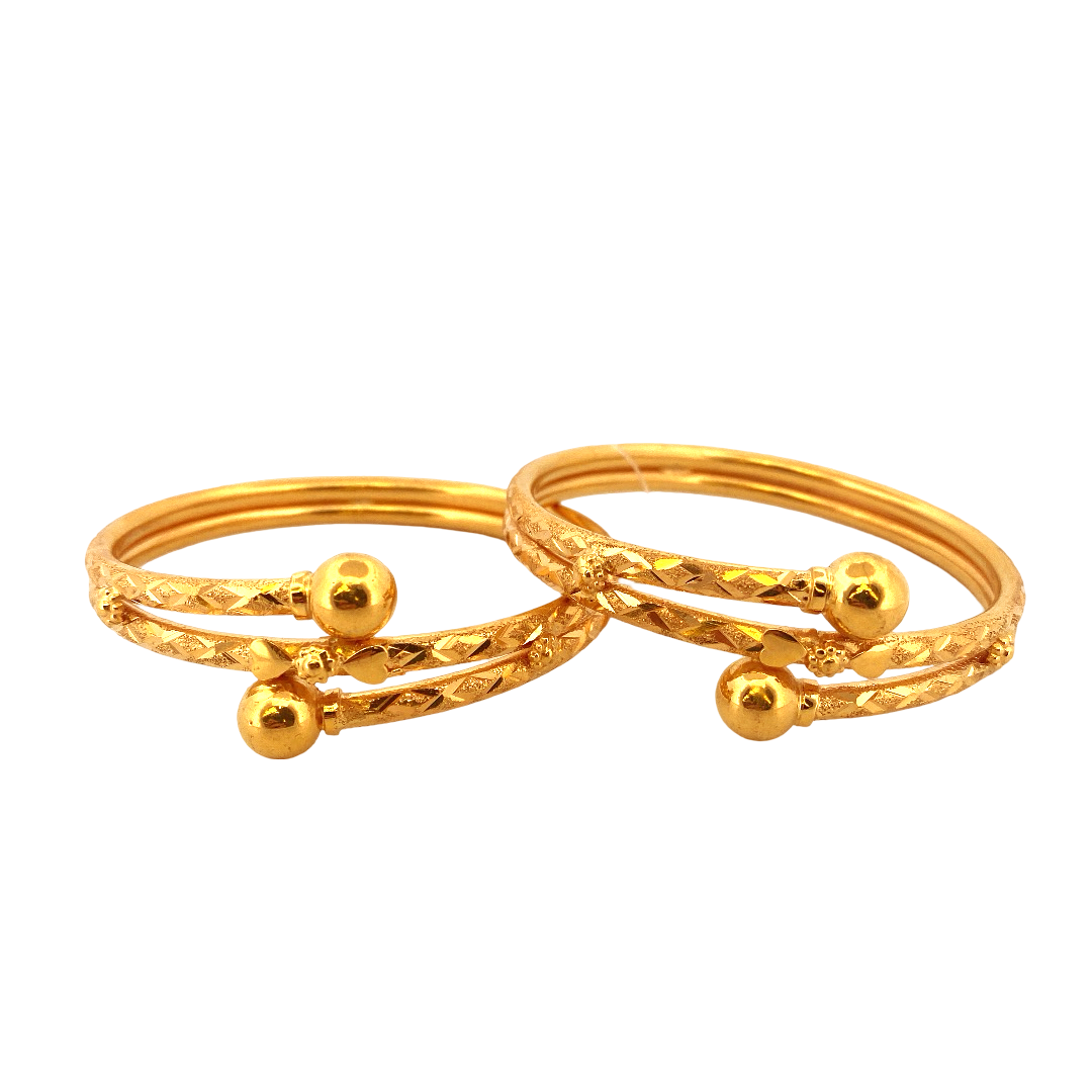 22K Gold Laser Cut Designer 2 Pieces Set of Ladies Bangles