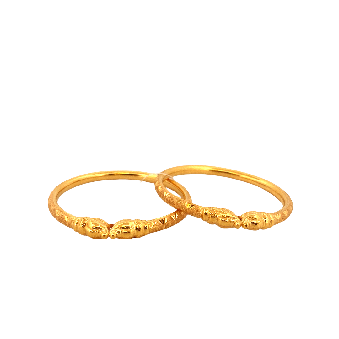 22K Gold Laser Cut Designer 2 Pieces Set of Ladies Bangles