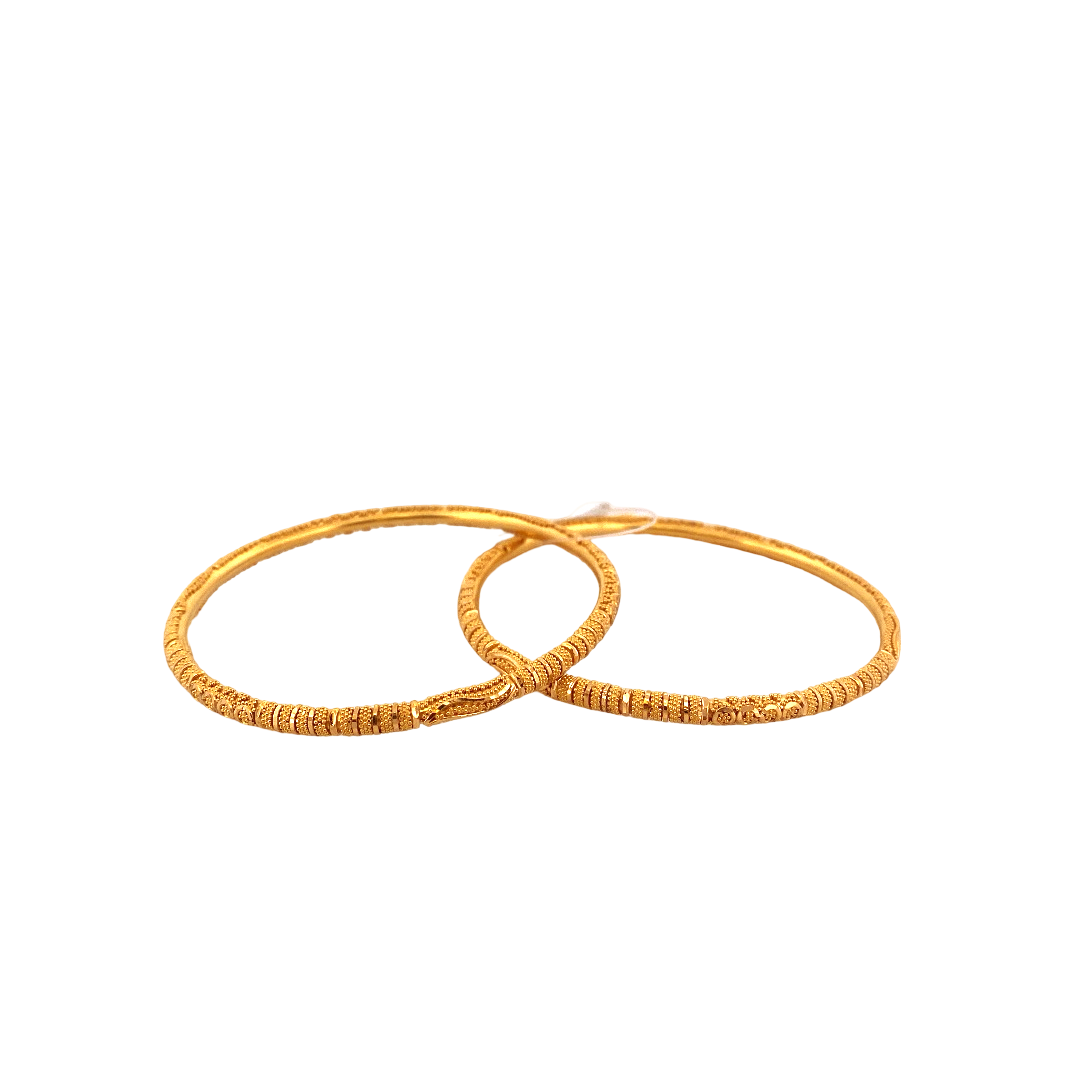 22K Gold Laser Cut Designer 2 Pieces Set of Ladies Bangles